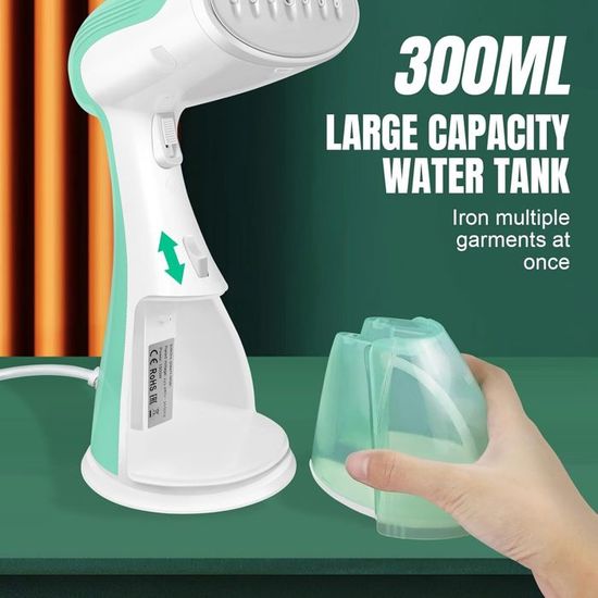 DAYPLUS Défroisseur Vapeur, Fer à Repasser Portable 2500W 300ML Réchauffage Rapide Défroisseur à Main Vapeur à Vêtements -Vert - Electroménager