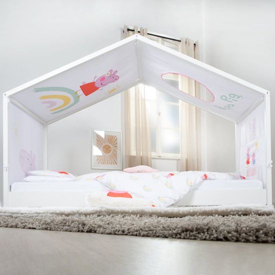 Housse Lit Cabane Montessori 90x200 Cm Paw Patrol - Design Héros Avec Poches Et Fenêtre