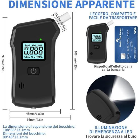 Ethylotest électronique Précis – Alcootest Digital Avec écran LCD & 15 Embouts – Usage Personnel