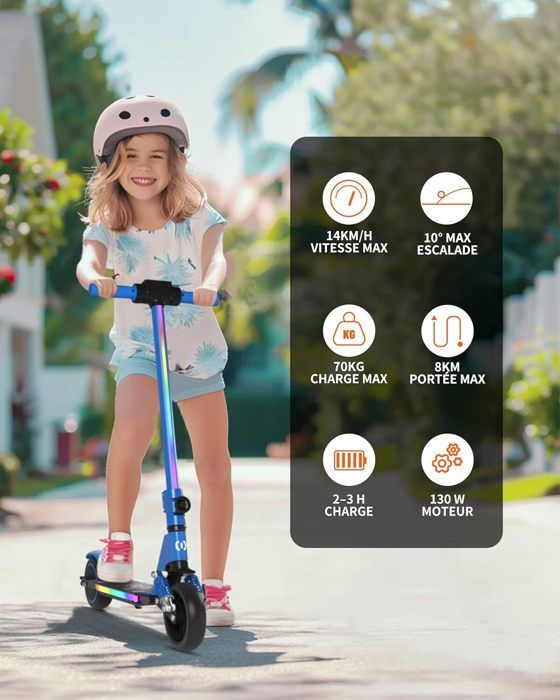 Trottinette Électrique Enfant KHHK - 130W, 14km/h - Pliable - 6-14 Ans