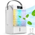 Climatiseur Portable 4 en 1,2 modes brumisation,éclairage LED RGB 7 LED,réservoir d'eau 1,5L, minuterie 2-6 h,pour bureau, chambr