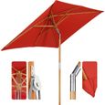 200 × 150 cm Parasol en Bois inclinable pour Patio Jardin Balcon Piscine Plage rectangulaire Sunscreen UV50+-0