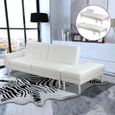 6460•CHIC•Canapé-lit Sofa convertible Canapé d'angle réversible Canapé-lit réglable Nouvelle Cuir artificiel Blanc Assemblage facile-0