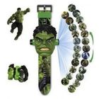 RESTEQ Montre à projecteur - Hulk - Enfant - 24 images - Bracelet en silicone - Vert