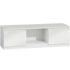 BRAND TIVOLI - Meuble TV style moderne - 140x40x36cm - 2 niches + 2 portes - Rangement matériel télé/audio - Blanc brillant