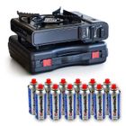 Réchaud gaz portable 2200W - BRIXO - Camping - Allumage piézo - Support casserole