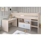Lit combiné enfant Parisot ZOLA 90x200 cm - 2 portes - Avec bureau - Décor acacia clair et blanc