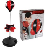 DREAMADE Punching Ball sur Pied avec Gants et Pompe, Réglable en Hauteur 81-122cm, Entraînement De Boxe et Sport pour Enfants plus