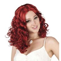 Perruque - Cheveux mi long Frisés Rouge - Femme - Adulte - Intérieur