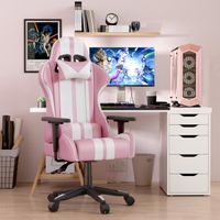 Fauteuil Gamer - BIGZZIA Chaise Gaming Ergonomique - Siège Gamer avec appui-tête et oreiller lombaires - Inclinable 90 °-155 ° -Rose