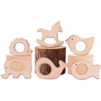 6 Pcs Jouet Dentition Bois bricolage jouets kit, Jouet Molaire Bébé Éléphant, Baleine, Écureuil, Oiseau, Poisson, Lapin pour