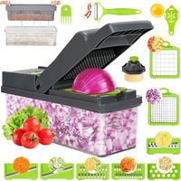 Hachoir à Légumes Multifonction 16 En 1, Avec Poignée Et Grilles - Ultra Pratique !