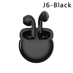 CASQUE - ÉCOUTEURS J6-Noir-Écouteurs sans fil Bluetooth Air Pro 6 TWS