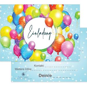 FAIRE-PART - INVITATION Cartes Invitation Anniversaire Enfant : 20 Ballons