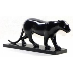 Lot de 3 statuettes famille chats panthère et chaton en bois 15 cm 12 cm 10,5 cm