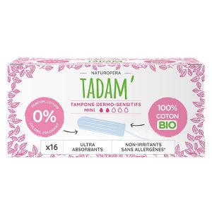 TAMPON HYGIÉNIQUE Tadam' Hygiène Féminine Tampon Dermo-Sensitif Mini Bio 16 unités