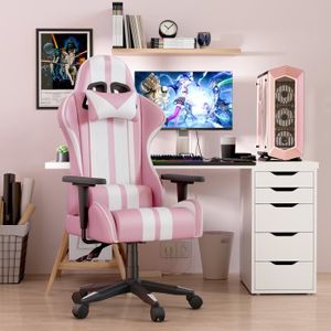 Chaise de jeu de lapin rose AutoFull C2 Chaise de jeu de kawaii mignonne  pour fille Chaise de jeu d'ordinateur ergonomique avec support lombaire PU