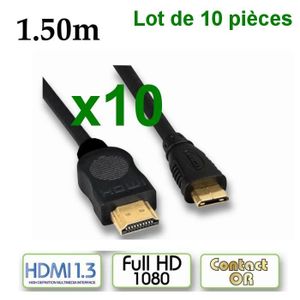 CÂBLE TV - VIDÉO - SON Lot revendeur: 10 cordons Mini HDMI 1m50