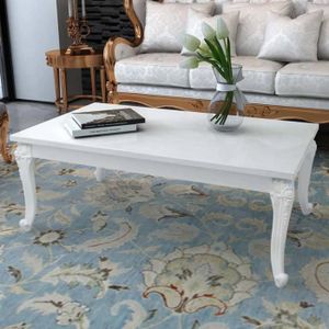 TABLE BASSE HMOREY Table basse 115x65x42 cm Surface Lisse pour un Nettoyage Facile 13,9 kg Blanc Brillant