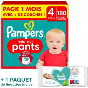 Pampers Couches-culottes Baby-Dry Pants taille 4 Maxi 9-15 kg, Maxi Pack  1x90 pièces