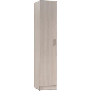 Colonne de rangement 1 porte en mélamine coloris chêne - dim : h180 x l37.2  x p37 cm -pegane- - Conforama