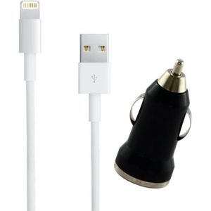 CHARGEUR TÉLÉPHONE [Compatible iPhone XSMAX-XR-XS-X-8PLUS-8-7PLUS-7-6PLUS-6-5-SE] Cable 1M + Chargeur Voiture Noir [Phonillico®]