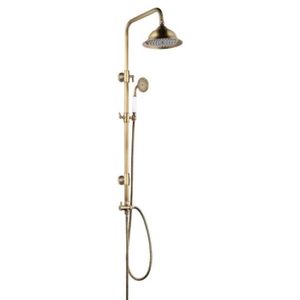 Colonne de douche rétro élégante avec robinetterie et douchette de tête Bronze 