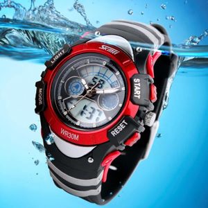 MONTRE Montre Enfant Garcon de Marque Sport Numérique Analogique Watch Etanche Rouge