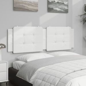 TÊTE DE LIT LEY Coussin de tête de lit blanc 160 cm similicuir