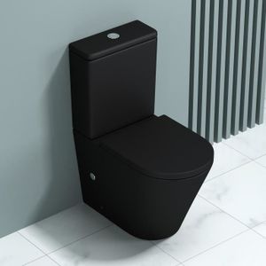 WC - TOILETTES Sogood WC toilettes à poser céramique noir mat toilette avec réservoir abattant silencieux avec frein de chute Stand108T