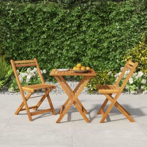Ensemble table et chaise de jardin Zerodis Ensemble de bistro pliable 3 pcs bois d'acacia solide  HB042