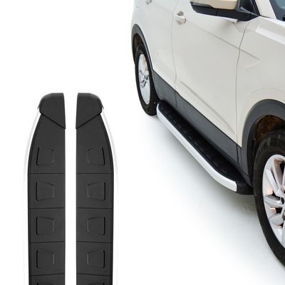 TURTLE Marchepieds Brillants Gris Pour Peugeot Expert Mk3 2017-2024 Version Longue - Antidérapants Et Robuste