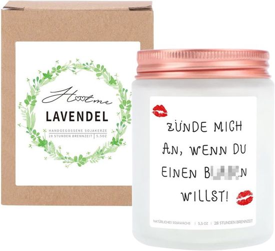 Bougie Parfumée Lavande - Cadeau Anniversaire Femme - Pot Réutilisable - 50h Combustion