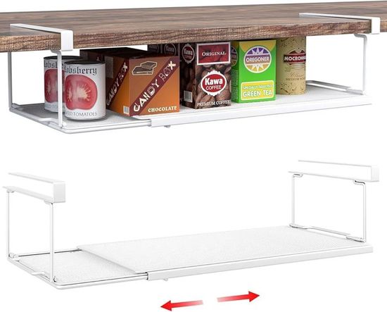 Tiroir Adhésif Transparent Sous Plan De Travail - Organiseur Coulissant Pour Bureau, Cuisine - 9,2x8,1x8 Cm