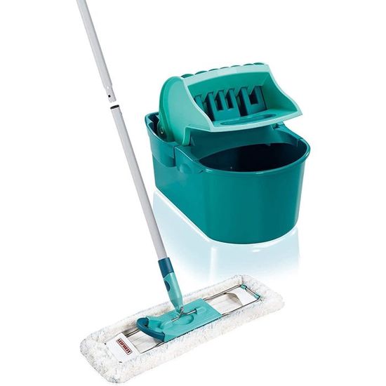 Balai à Franges Auto-essoreur - Manche 109 Cm - 2 Têtes Remplaçables - Pour Carrelage, Marbre, Parquet - Absorption Rapide - Acier Inoxydable