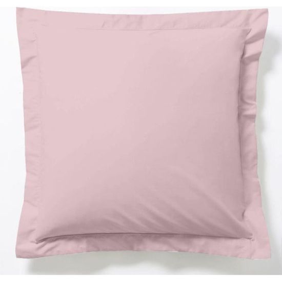 Lot De 2 Taies D'Oreiller Nina Ricci 64x64 - 100% Coton Percale Brodé Bouton De Rose - Blanc