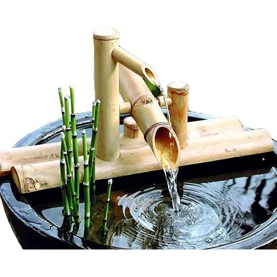 Kit De Fontaine en Bambou avec Pompe, Caractéristiques De l'eau en Bambou pour Le Jardin, Fontaine Japonaise Intérieure Extéri[231]