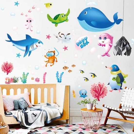 Sticker mural enfant Fenêtre Animaux marins