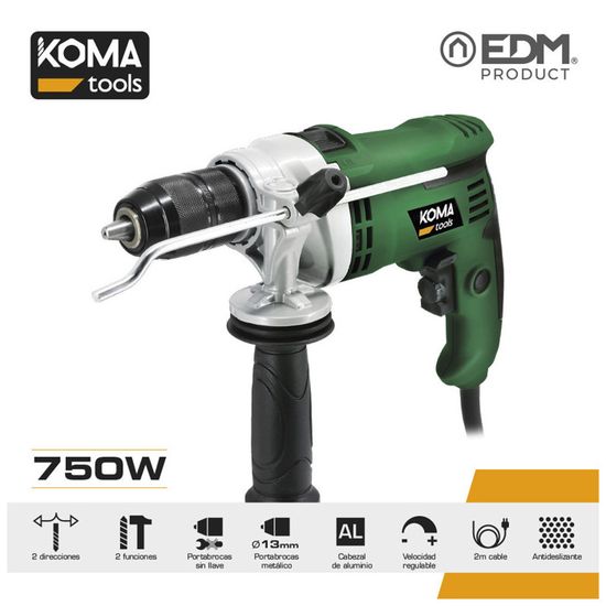 Perceuse à Percussion G LAXIA 550W - 3000 Tr/min, Mandrin 13 Mm, Fonction Perceuse/Marteau, Poignée Rotative 360°