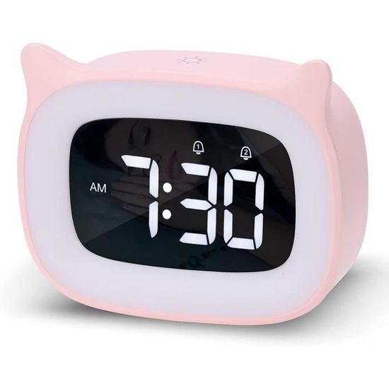 PIXESTT Réveil Silencieux Pour Enfants Avec Veilleuse, Snooze Et 5 Stickers – Idéal Pour La Rentrée