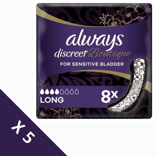 Always Discreet Serviettes Incontinence Femme - 80 Serviettes Longues 5 Gouttes - Hypoallergénique