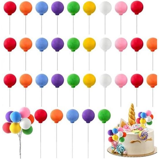 36 Pièces Décorations De Gâteau En Forme De Balles - Topper Pour Gâteau D'anniversaire, Décoration Festives, Couleurs Variées
