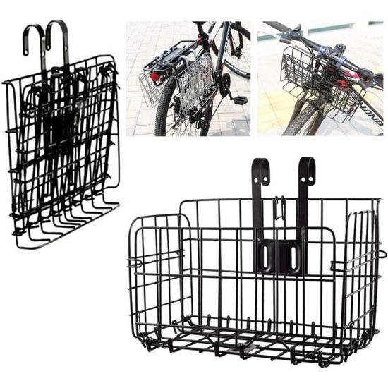 Panier Vélo Avant Pliable Flintronic – Maille Métallique Noire, Charge 40 Kg, Pliage Compact Pour VTT, Vélo Pliant, Ville
