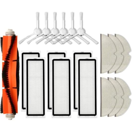 Kit De Rechange Pour Aspirateur Robot Dreame D20 Plus - 4 Brosses Latérales, 4 Filtres, 4 Chiffons Microfibre, 1 Brosse De Nettoyage
