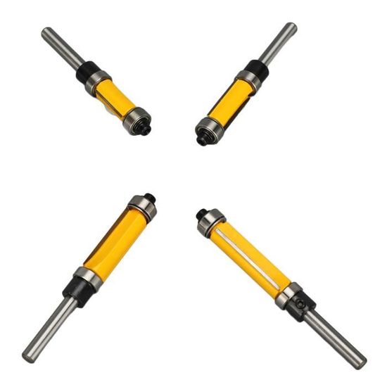 6mm Tige Affleurante Garniture Routeur Bits Haut Roulement Routeur Bit Travail Du Bois Fraise Outil 4 Pieces Ensemble 96104388