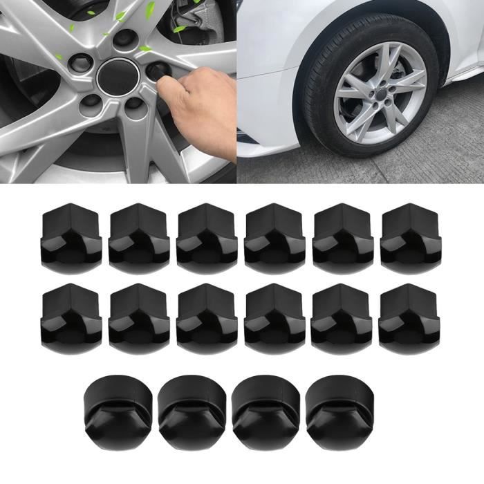 20pcs 17mm écrou roue voiture protection vis auto moyeu anti-vol couvercle Audi noir
