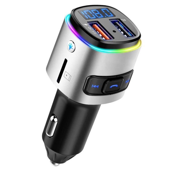Voiture sans Fil transmetteur FM,Mp3,Adaptateur Chargeur de Voiture,Allume-Cigare Noir
