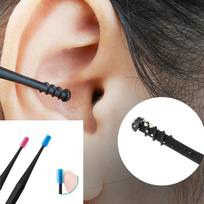 Cure d'oreille en silicone souple à double extrémité Cure d'oreille Cire à curette Nettoyeur d'oreille FHU91005006B_2020