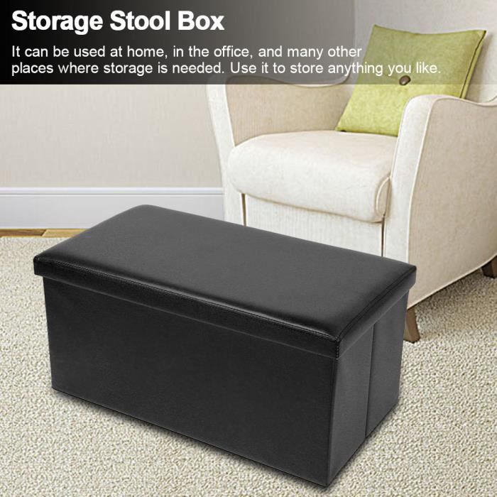 Tabouret Siège Banc Coffre de Rangement Pliant (noir)
