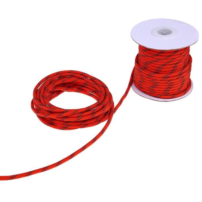 Corde d'escalade pour tente Corde d'escalade Ensemble de survie en plein air Sécurité de l'équipement de sauvetage tressé - rouge